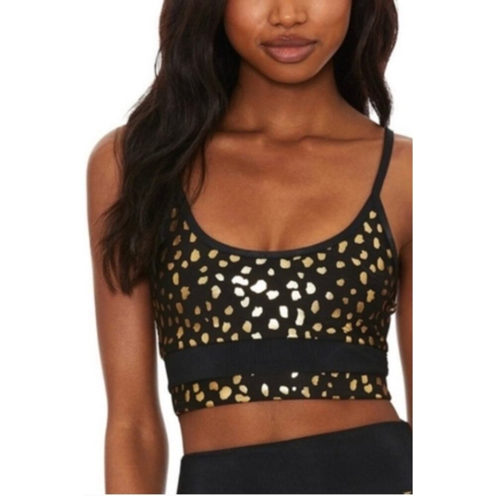 Beach Riot Eva Black Gold  Bikini Top S NWT
